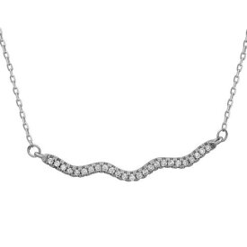 Classic Sterling Silver CZ Wavy Bar Necklace ユニセックス