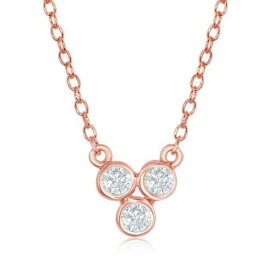 Classic Sterling Silver Three Small Bezel-Set CZ Dainty Necklace ユニセックス