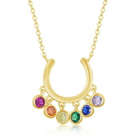 Classic Sterling Silver GP Dangling Rainbow CZ Horseshoe Necklace ユニセックス
