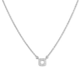 Classic Sterling Silver Micro Pave Tiny Square Necklace ユニセックス