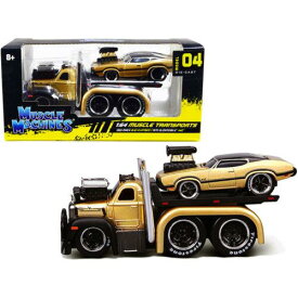 Muscle Machines 1/64 Scale Diecast Model Car and Flatbed Truck Muscle Transports