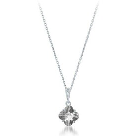 Classic Sterling Silver Small Clover Shaped CZ Necklace ユニセックス