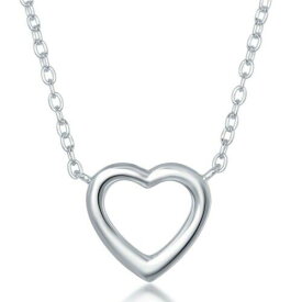 Classic Sterling Silver Plain Small Open Heart Necklace ユニセックス