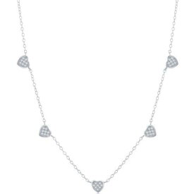 Classic Women's Necklace Sterling Silver Pave CZ Dangling Multi-Heart M-6657 レディース