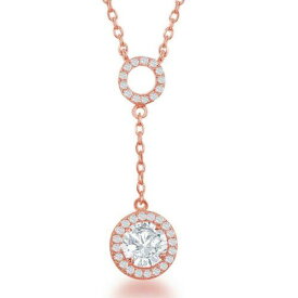 Classic Sterling Silver Rose GP Open CZ Circle with Dropdown Necklace ユニセックス