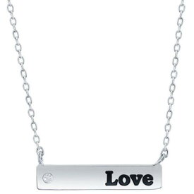 Classic Women's Necklace Sterling Silver Bar and CZ Love M-6788 レディース
