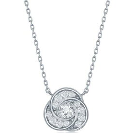 Classic Women's Necklace Sterling Silver Love Knot White Cubic Zirconia M-6595 レディース