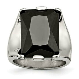 Chisel Stainless Steel Black CZ Polished Ring ユニセックス