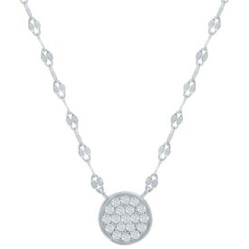 Classic Women's Necklace Sterling Silver Circle Pave CZ Mirror Chain M-6969-S レディース