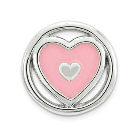 Sterling Silver Stackable Expressions Small Pink Enameled Heart Chain Slide ユニセックス
