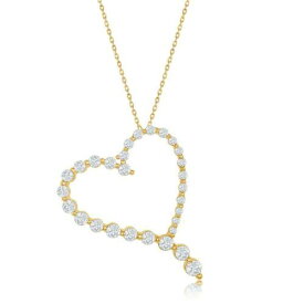 Classic Sterling Silver Roud Graduating CZ Heart Pendant - Gold Plated ユニセックス