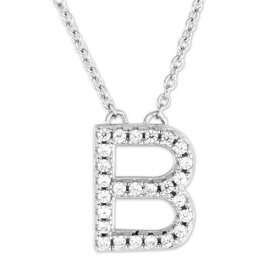 Classic Sterling Silver Micro Pave B Pendant Necklace ユニセックス
