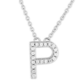 Unbranded Sterling Silver Micro Pave P Pendant Necklace ユニセックス