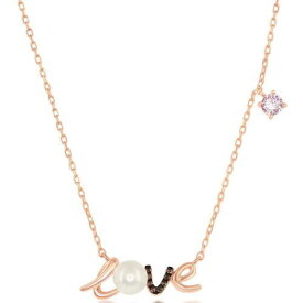 Classic Women's Necklace Sterling Silver Rose Gold FWP and Pink CZ LOVE M-6609 レディース