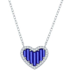 Classic Women's Necklace Sterling Blue Spinel Round Baguette CZ Heart M-6781 レディース