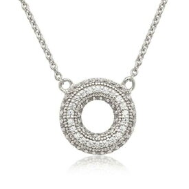 Classic Sterling Silver Small Open Micro Pave CZ Circle Necklace ユニセックス