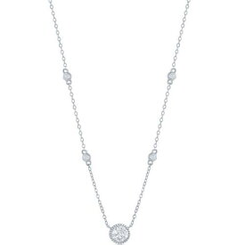 Classic Women's Necklace Sterling Silver Round CZ Station M-6886 レディース