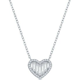 Classic Women's Necklace Sterling Silver Round and Baguette CZ Heart M-6645 レディース