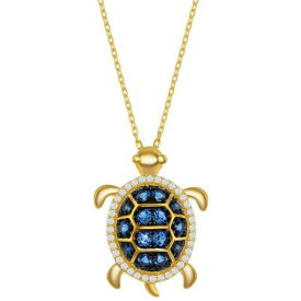 Classic Women's Necklace Sterling Silver Blue Spinel and White CZ Turtle M-6589 レディース