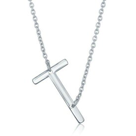 Classic Sterling Silver Sideways T Initial Necklace ユニセックス
