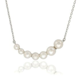 Classic Sterling Silver Graduating Pearl Curved Necklace ユニセックス