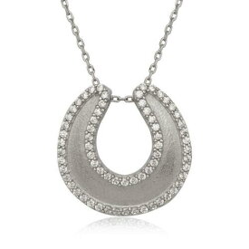Classic Sterling Silver Horseshoe with CZ Border Necklace ユニセックス