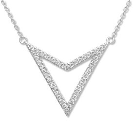 Classic Sterling Silver Open CZ Arrow Necklace ユニセックス