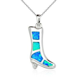 Classic Sterling Silver Blue Inlay High-Heeled Boot Pendant ユニセックス