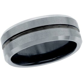 Blackjack Men's Ring Matte Silver and Black Stripe Tungsten Size 12 SW-2077-12 メンズ
