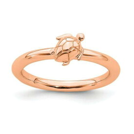 Sterling Silver Stackable Expressions Pink-plated Turtle Ring ユニセックス