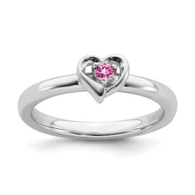 Sterling Silver Stackable Expressions Created Pink Sapphire Heart Ring ユニセックス