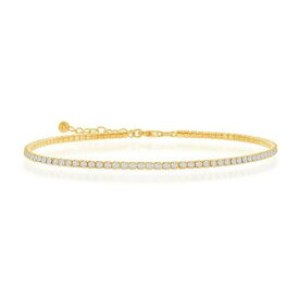 Classic Sterling Silver 2mm CZ Tennis Anklet - Gold Plated ユニセックス