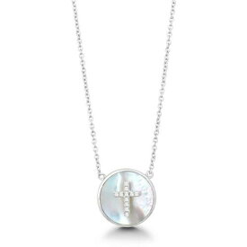 Unbranded Sterling Silver Round MOP Center CZ Cross Necklace ユニセックス