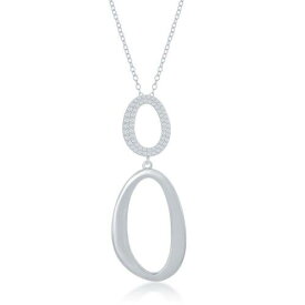 Classic Women's Necklace Sterling Silver Micro Pave and High Polish Double Oval レディース