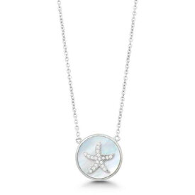 Classic Sterling Silver Round MOP CZ Starfish Necklace ユニセックス