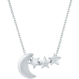 Classic Women's Necklace Sterling Silver Crescent Moon and Star Design L-4325 レディース