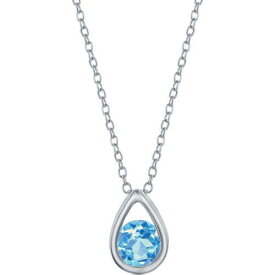 Classic Women's Necklace Swiss Blue Topaz December Birthstone Pear-shaped M-6897 レディース