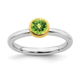 Sterling Silver Stackable Expressions w/Gold-plate Peridot Ring ユニセックス
