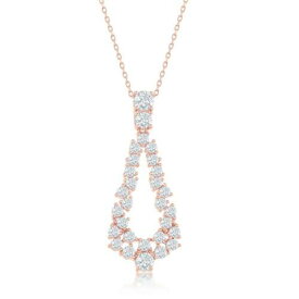 Classic Sterling Silver Rose GP Open Pear Shaped CZ Statement Necklace ユニセックス