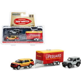 Generic Greenlight 1/64 Vehicles Ford Explorer with 2013 Jeep and Enclosed Car Hauler