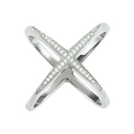 Classic Sterling Silver CZ Wide Boxy X Ring Size 7 ユニセックス