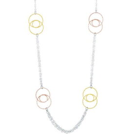 Classic Women's Necklace Sterling Silver Tri-Color Open Multi-Circle L-3607 レディース