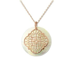 Classic Sterling Silver Rose Gold Round MOP Disc Necklace ユニセックス