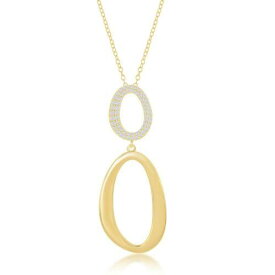 Classic Sterling Silver GP Double Oval Shiny and CZ Necklace ユニセックス