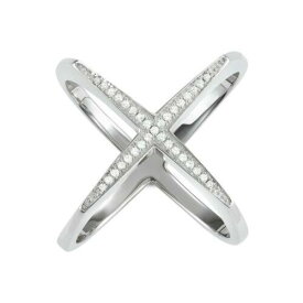 Classic Sterling Silver CZ Wide Boxy X Ring ユニセックス
