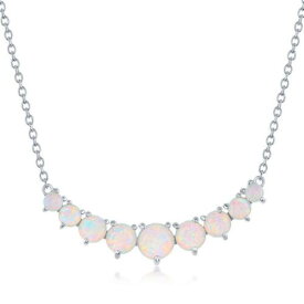 Classic Women's Necklace Sterling Silver Graduating Curved White Opal M-6730 レディース