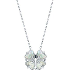 Classic Women's Necklace Sterling Silver MOP and CZ Heart Shaped Flower M-7095 レディース