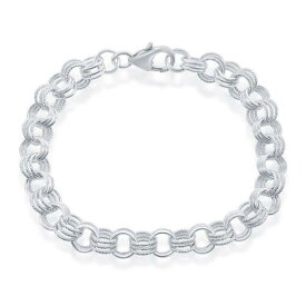 Classic Women's Bracelet Alternating Circle and Triple Circle Charm Link S-4555 レディース