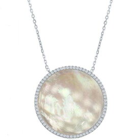 Classic Women's Necklace Sterling Silver Mother of Pearl Disc with CZ M-5853 レディース