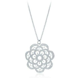 Classic Sterling Silver Diamond Cut Flat Flower Necklace ユニセックス